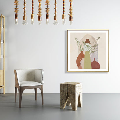 Vivolux | Mädchen und Pflanze Zeichnung Leinwand Nordic Stilvolles Mode Wandkunst Druck in Pastellfarbe