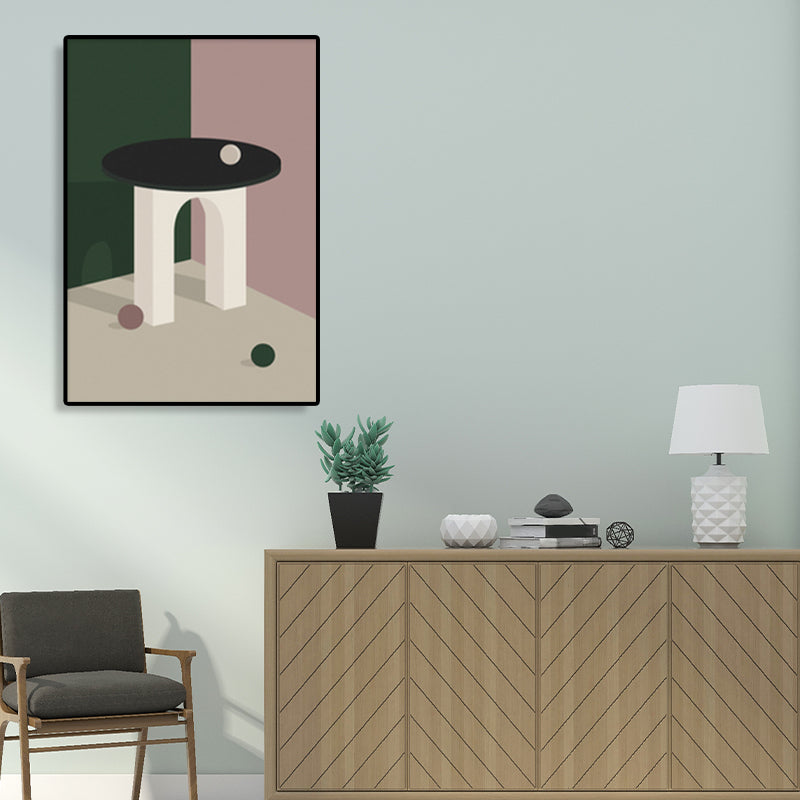 Vivolux | Stillleben Geometrische Zeichnung Leinwand Nordic Texturiertes Wandkunst Druck in Dunkler Farbe