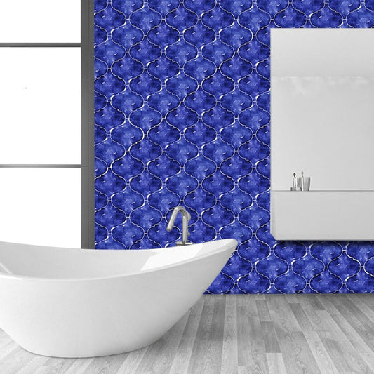 Vivolux | Dunkelblau Ogee Tapetenpaneelset Peeling und Kleben Bohemian Küche Wandverkleidung