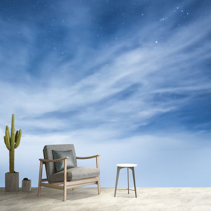 Vivolux | Blauw-Wit Luchtlandschap Muurdecoratie Dazzling Stars Achter Wolk Moderne Waterdichte Wandkunst