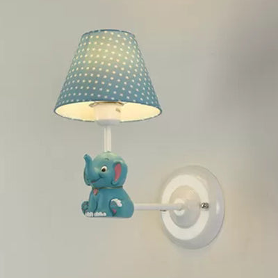 Vivolux | Kinderzimmer Elefant Wandleuchte mit Punktschirm Stoff 1 Licht Liebevolle Wandlampe