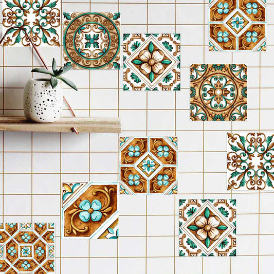 Vivolux | Plakende Bloemen Tegels Behang Paneel Bohemia Verwijderbare Keuken Achterwand Muurkunst, 2,2-vierkante voet