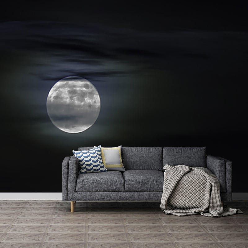 Vivolux | Mond hinter Wolken Landschaft Wandmalerei Moderne Wasserdichtigkeit Schlafzimmer Wandkunst, Maßgeschneiderte Größe