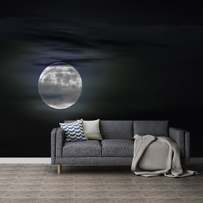 Vivolux | Mond hinter Wolken Landschaft Wandmalerei Moderne Wasserdichtigkeit Schlafzimmer Wandkunst, Maßgeschneiderte Größe