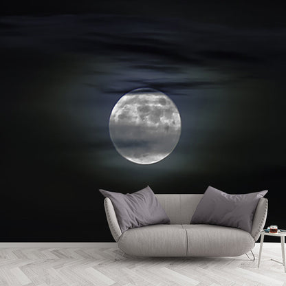 Vivolux | Mond hinter Wolken Landschaft Wandmalerei Moderne Wasserdichtigkeit Schlafzimmer Wandkunst, Maßgeschneiderte Größe