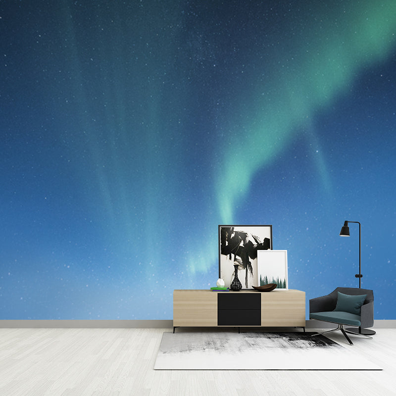 Vivolux | Glatte Ganze Blaue Wanddekal Minimalistisch Aurora Muster Wandkunst, Maßgeschneidert