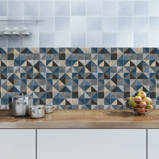 Vivolux | Geometrische Mosaikfliesen-Wandpaneel Boho-Chic Glatt Abziehbare Wandverkleidung in Blau-Braun