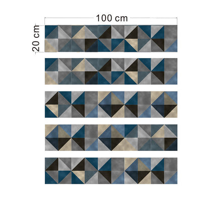 Vivolux | Geometrische Mosaikfliesen-Wandpaneel Boho-Chic Glatt Abziehbare Wandverkleidung in Blau-Braun