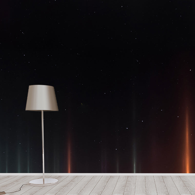 Vivolux | Aurora Borealis Stralen Muurbehang Moderne Kunst Glad Wandbedekking in Zwart