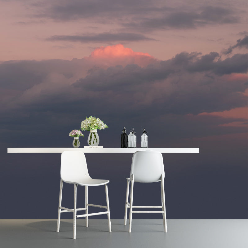 Vivolux | Grijs-oranje Dusk Cloud Muur Vochtbestendig Modern Slaapkamer Wanddecoratie, Optionele Maat