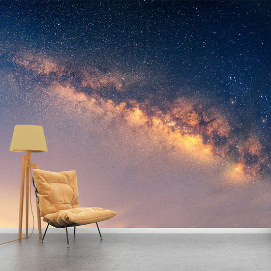 Vivolux | Nachthimmel Galaxie Bedrucktes Wandbild in Blau-Gelb Modernistische Wandkunst für das Wohnzimmer