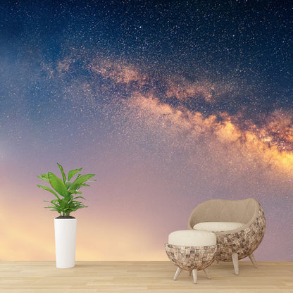 Vivolux | Nachthimmel Galaxie Bedrucktes Wandbild in Blau-Gelb Modernistische Wandkunst für das Wohnzimmer