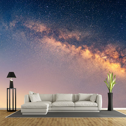 Vivolux | Nachthimmel Galaxie Bedrucktes Wandbild in Blau-Gelb Modernistische Wandkunst für das Wohnzimmer