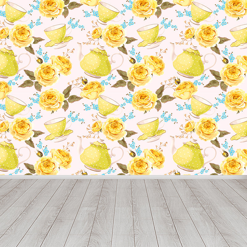 Vivolux | Stijlvolle Rozenbloesem Wandbehang Muurkunst Pastel Kleur Bloemen Wandbedekking voor Slaapkamer