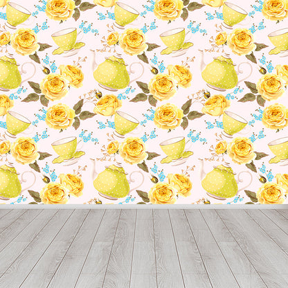 Vivolux | Stijlvolle Rozenbloesem Wandbehang Muurkunst Pastel Kleur Bloemen Wandbedekking voor Slaapkamer