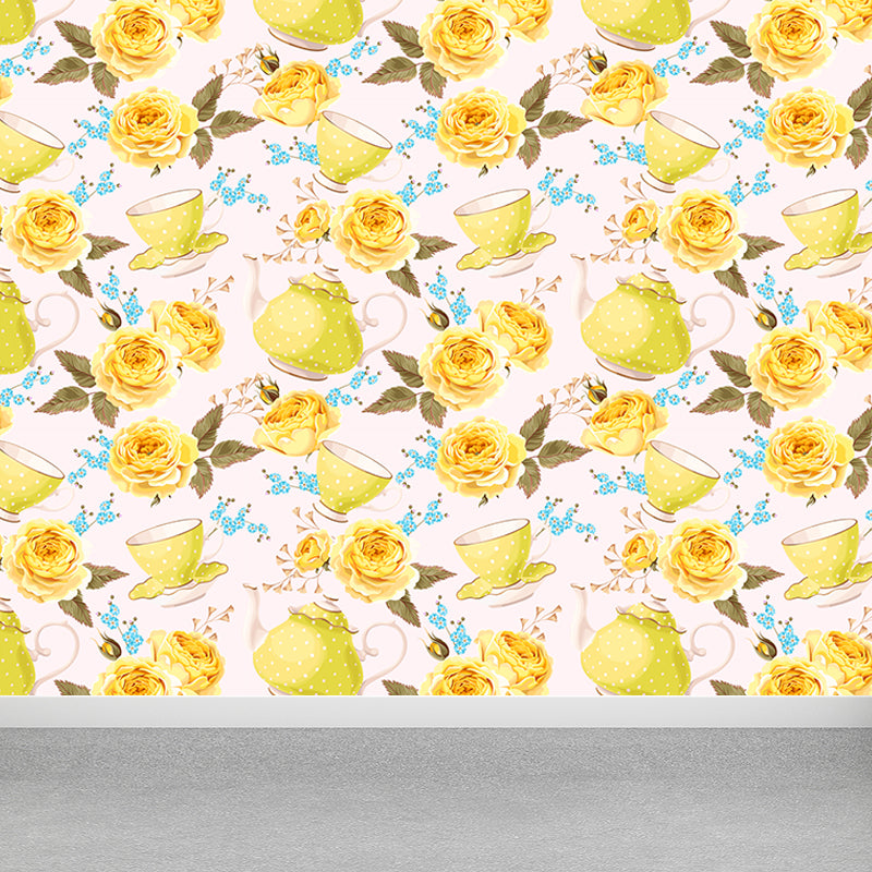 Vivolux | Stijlvolle Rozenbloesem Wandbehang Muurkunst Pastel Kleur Bloemen Wandbedekking voor Slaapkamer