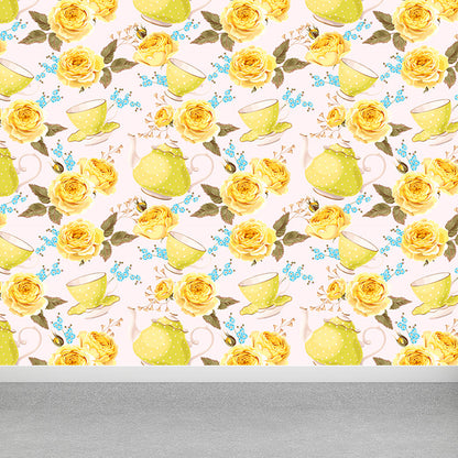Vivolux | Stijlvolle Rozenbloesem Wandbehang Muurkunst Pastel Kleur Bloemen Wandbedekking voor Slaapkamer