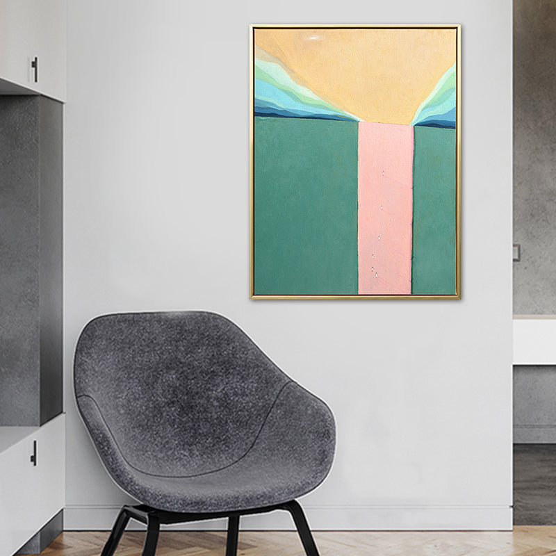 Vivolux | Abstrakte Landschaft Zeichnung Leinwand Kunst Nordic Texturierte Wanddekoration in Sanften Farben für Raum