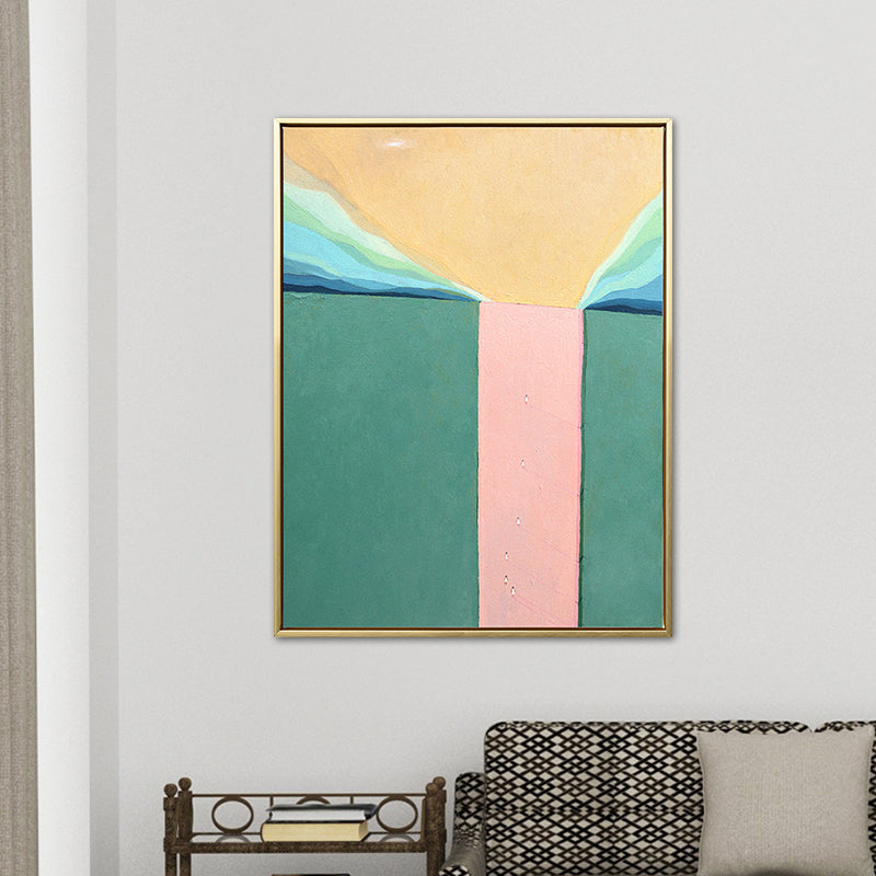 Vivolux | Abstrakte Landschaft Zeichnung Leinwand Kunst Nordic Texturierte Wanddekoration in Sanften Farben für Raum