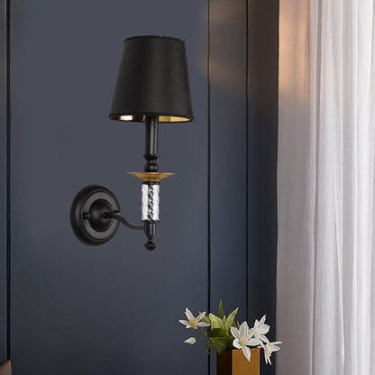 Vivolux | Emmer Halgang Wandverlichting Fixture Traditionele Stof 1 Licht Zwarte Sconces met Tubulaire Acryl Decor