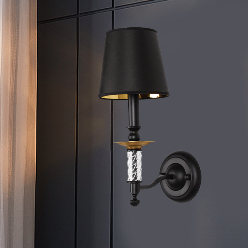 Vivolux | Emmer Halgang Wandverlichting Fixture Traditionele Stof 1 Licht Zwarte Sconces met Tubulaire Acryl Decor