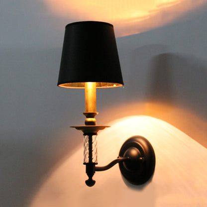 Vivolux | Emmer Halgang Wandverlichting Fixture Traditionele Stof 1 Licht Zwarte Sconces met Tubulaire Acryl Decor