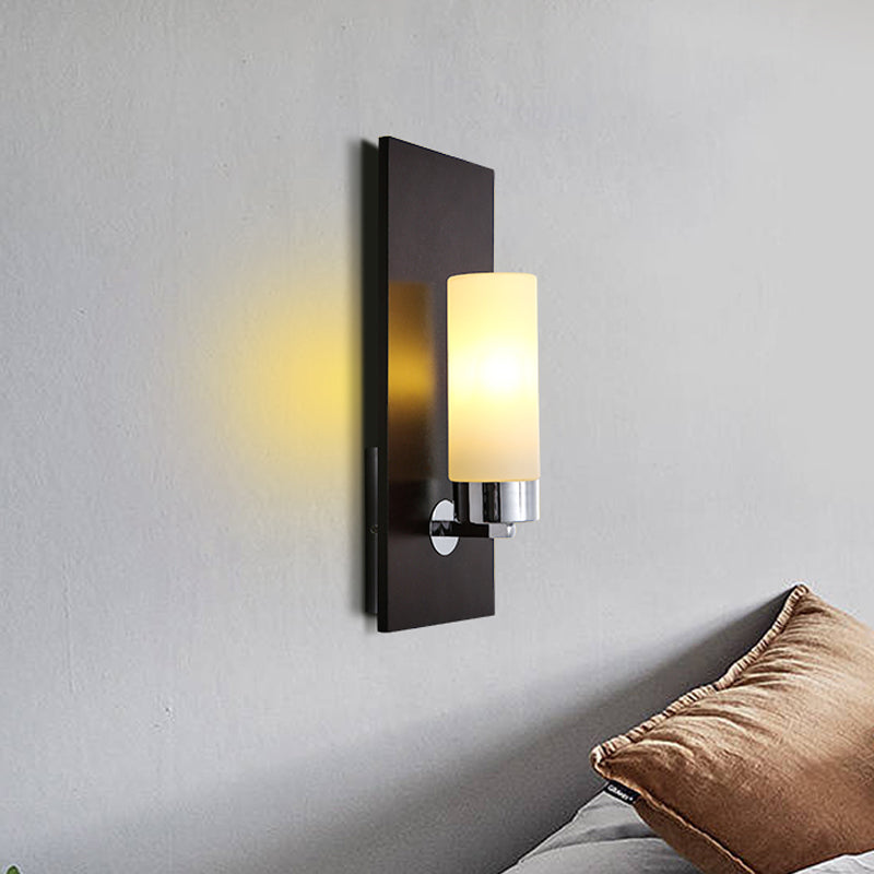 Vivolux | Chroom/Zwart Cilinder Wandlamp Traditioneel 1 Kop Woonkamer Wandgemonteerd Verlichtingsarmatuur met Rechthoekige Achterplaat