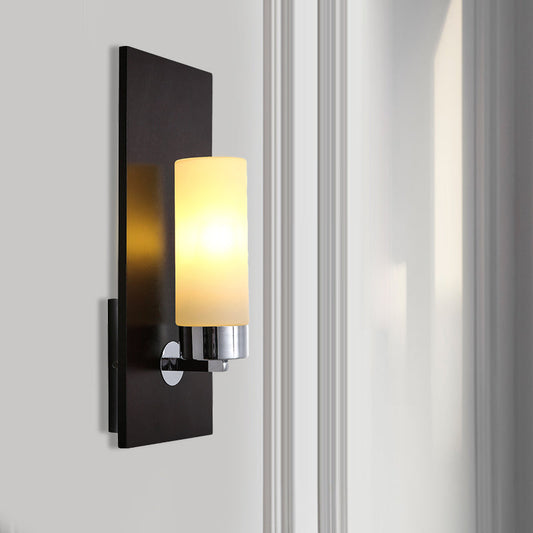 Vivolux | Chroom/Zwart Cilinder Wandlamp Traditioneel 1 Kop Woonkamer Wandgemonteerd Verlichtingsarmatuur met Rechthoekige Achterplaat