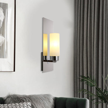 Vivolux | Chroom/Zwart Cilinder Wandlamp Traditioneel 1 Kop Woonkamer Wandgemonteerd Verlichtingsarmatuur met Rechthoekige Achterplaat