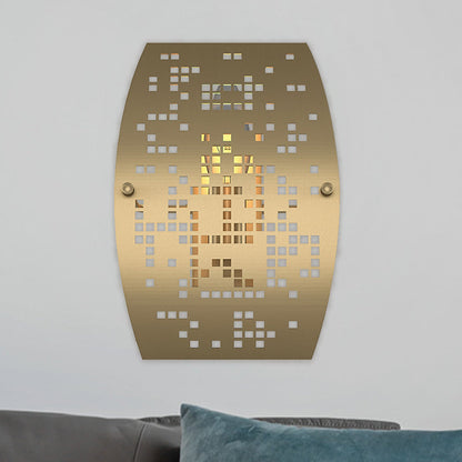 Vivolux | Gebogen Paneel Metalen Wandlamp Colonialist 1 Licht Woonkamer Wandlamp in Goud met Uitsnijdontwerp