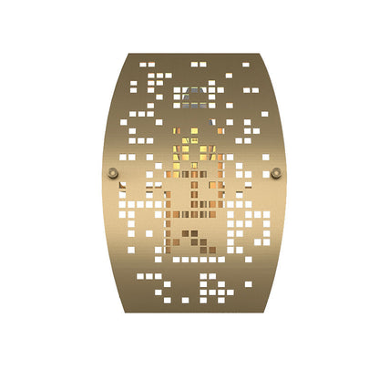 Vivolux | Gebogen Paneel Metalen Wandlamp Colonialist 1 Licht Woonkamer Wandlamp in Goud met Uitsnijdontwerp