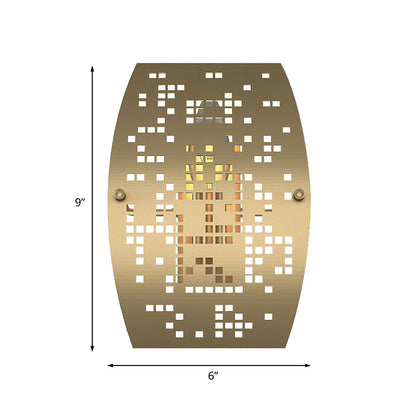 Vivolux | Gebogen Paneel Metalen Wandlamp Colonialist 1 Licht Woonkamer Wandlamp in Goud met Uitsnijdontwerp