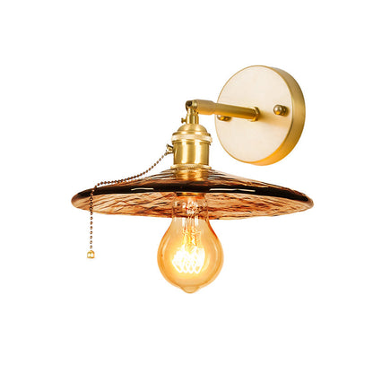 Vivolux | Tan Glass Gold Wandlamp Schaduw Schotel/Mond/Trapezium 1-Kop Koloniale Wandarmatuur Verlichting Voor Slaapkamer