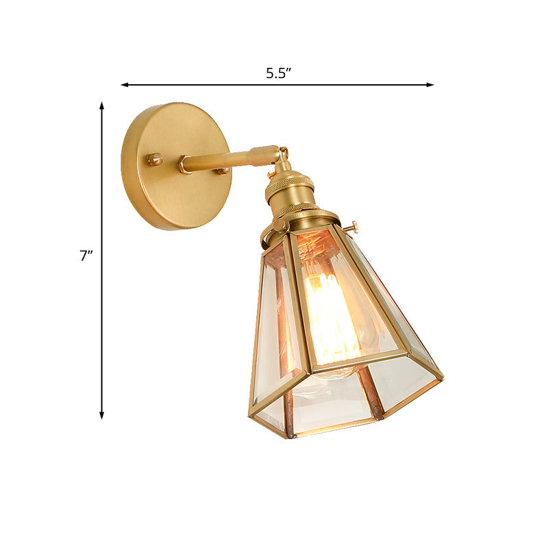 Vivolux | Kolonialismus Schmalwandlampe 1-Glühbirne Klarglas Wandleuchte in Gold mit/ohne Zugkette