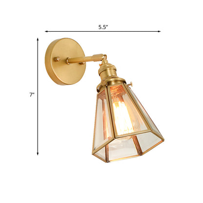 Vivolux | Kolonialismus Schmalwandlampe 1-Glühbirne Klarglas Wandleuchte in Gold mit/ohne Zugkette