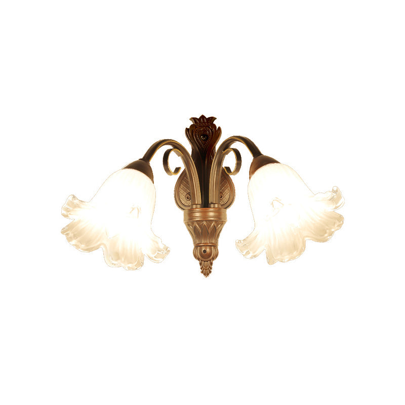 Vivolux | Traditioneel Bloemige Wandlamp Fixture 1/2-Licht Witte Glazen Wandlamp Verlichting in Zwart voor Slaapkamer