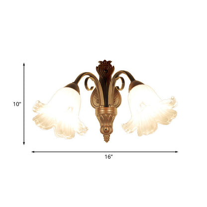 Vivolux | Traditioneel Bloemige Wandlamp Fixture 1/2-Licht Witte Glazen Wandlamp Verlichting in Zwart voor Slaapkamer