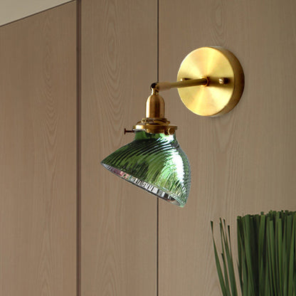 Vivolux | 1 Licht Wandlamp Kolonialisme Gebogen Kom Helder/Groen Prismatisch Glas Wandarmatuur Verlichting Fixture