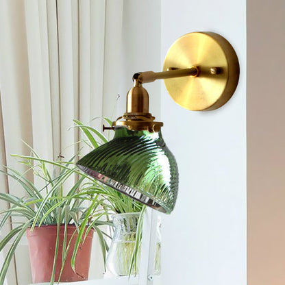 Vivolux | 1 Licht Wandlamp Kolonialisme Gebogen Kom Helder/Groen Prismatisch Glas Wandarmatuur Verlichting Fixture