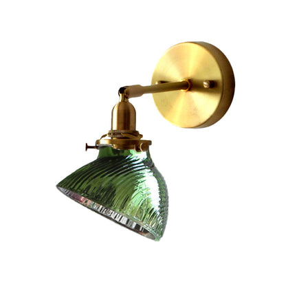 Vivolux | 1 Licht Wandlamp Kolonialisme Gebogen Kom Helder/Groen Prismatisch Glas Wandarmatuur Verlichting Fixture