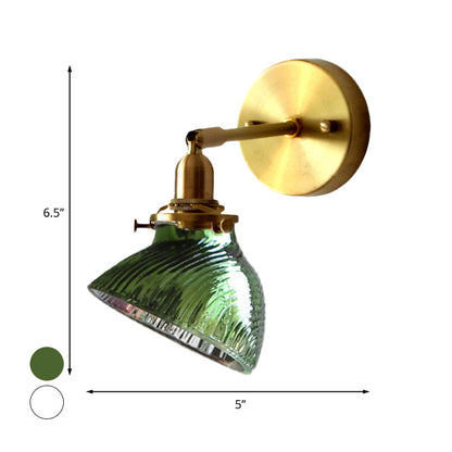 Vivolux | 1 Licht Wandlamp Kolonialisme Gebogen Kom Helder/Groen Prismatisch Glas Wandarmatuur Verlichting Fixture