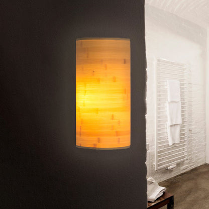 Vivolux | Halbrunde Post Wandmontage Beleuchtung Asiatischer Stil Bambus 2 Glühbirnen Holz Wandleuchte für Flur