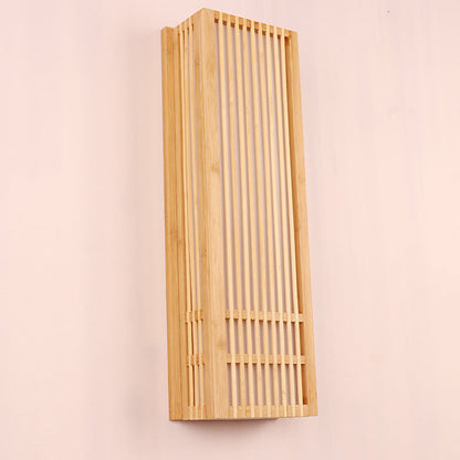 Vivolux | Beige Rectangulaire Wandlamp Verlichting Aziatische Stijl Enkele Gloeilamp 4"/6" Breed Houten Muurmontage Lamp voor Slaapkamer