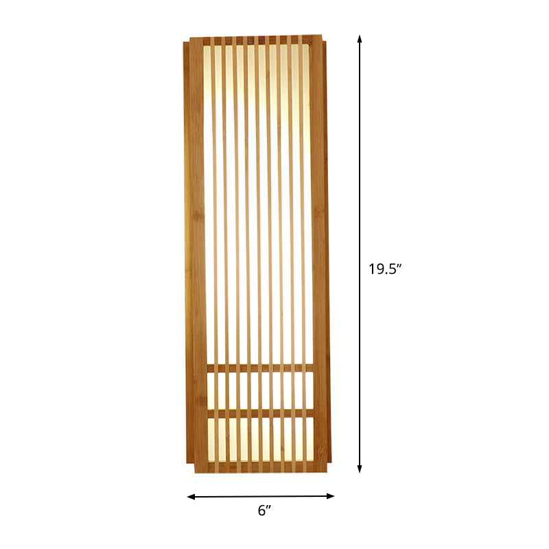 Vivolux | Beige Rectangulaire Wandlamp Verlichting Aziatische Stijl Enkele Gloeilamp 4"/6" Breed Houten Muurmontage Lamp voor Slaapkamer
