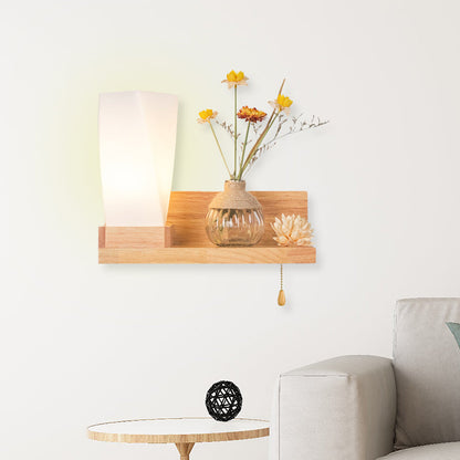 Vivolux | Hout 1 Licht Wandlamp Nordic Melkglas Spiraal/Cilinder/Huis Wandmontage Verlichtingsarmatuur met Duidelijke Glazen Vaasje