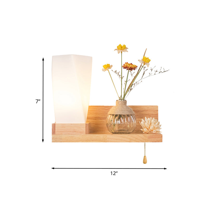 Vivolux | Hout 1 Licht Wandlamp Nordic Melkglas Spiraal/Cilinder/Huis Wandmontage Verlichtingsarmatuur met Duidelijke Glazen Vaasje