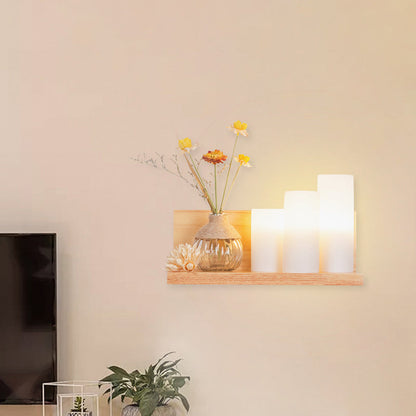 Vivolux | Hout 1 Licht Wandlamp Nordic Melkglas Spiraal/Cilinder/Huis Wandmontage Verlichtingsarmatuur met Duidelijke Glazen Vaasje