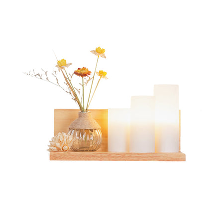 Vivolux | Hout 1 Licht Wandlamp Nordic Melkglas Spiraal/Cilinder/Huis Wandmontage Verlichtingsarmatuur met Duidelijke Glazen Vaasje