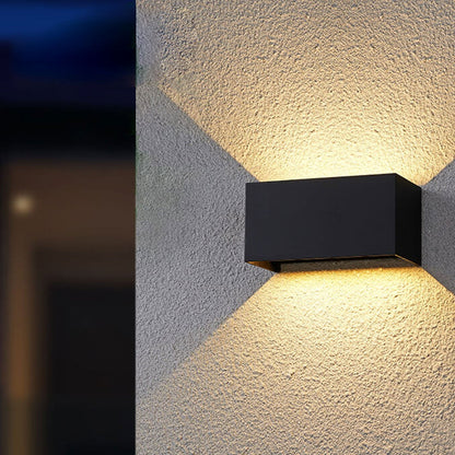 Vivolux | Moderne wasserdichte rechteckige LED-Wandleuchte für den Außenbereich mit Auf- und Ab-Beleuchtung
