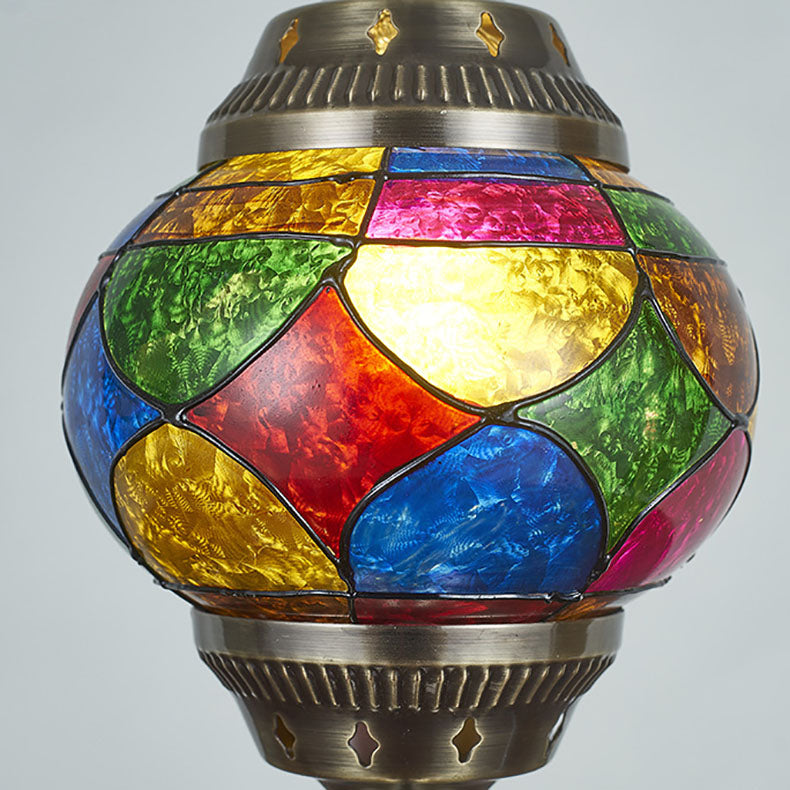 Vivolux | Traditionelle Tiffany romantische ovale Eisen emailierte 1-Licht Tischlampe für das Schlafzimmer